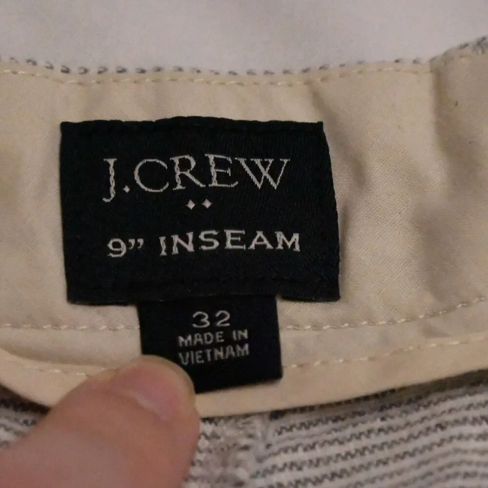 J Crew Gray White Stripe Linen Cotton Chino Shorts 9